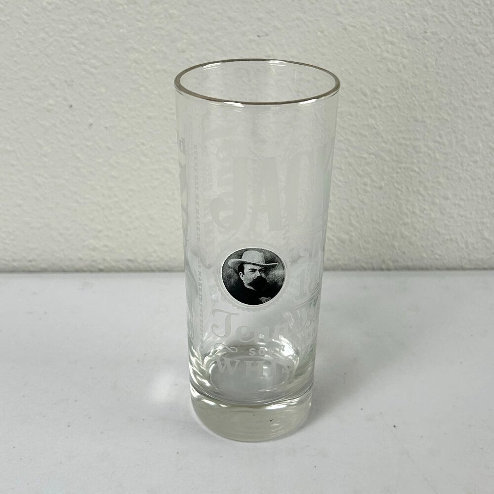 Jack Daniels High Ball Glass Tennessee Whiskey Tall Silver Rim Sour Mash